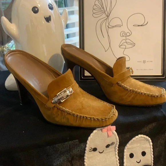 Kenneth Cole leather mule loafers, size 7 1/2 unique 2000s vintage. - Picture 2 of 10